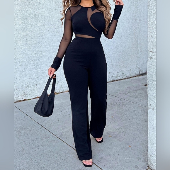 Mesh Black Jumpsuit - Picture 5 of 5